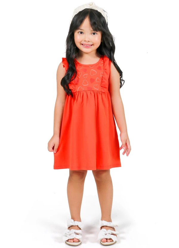 Tink Bink - Vestido com Babado e Silk Laranja