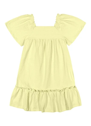 Outlet - Vestido com Babado Menina Amarelo - OUTLET