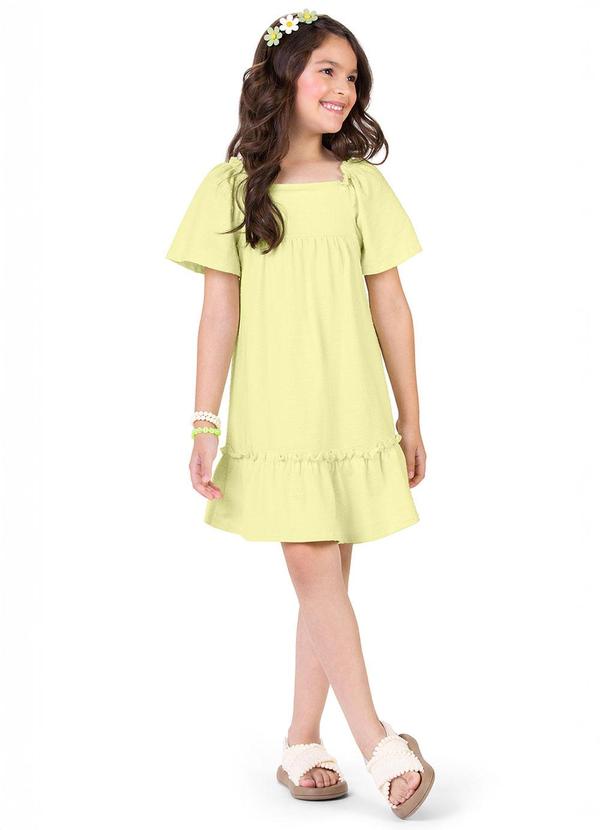 Alenice - Vestido com Babado Menina Amarelo