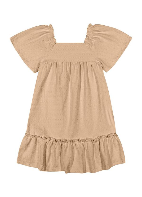 Alenice - Vestido com Babado Menina Marrom