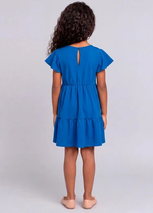 Marlan - Vestido com Babados e Mangas Amplas Azul - MARLAN