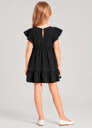 Marlan - Vestido com Babados e Mangas Amplas Preto - MARLAN