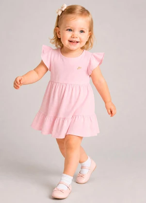 Marlan - Vestido com Babados e Mangas Amplas Rosa - MARLAN