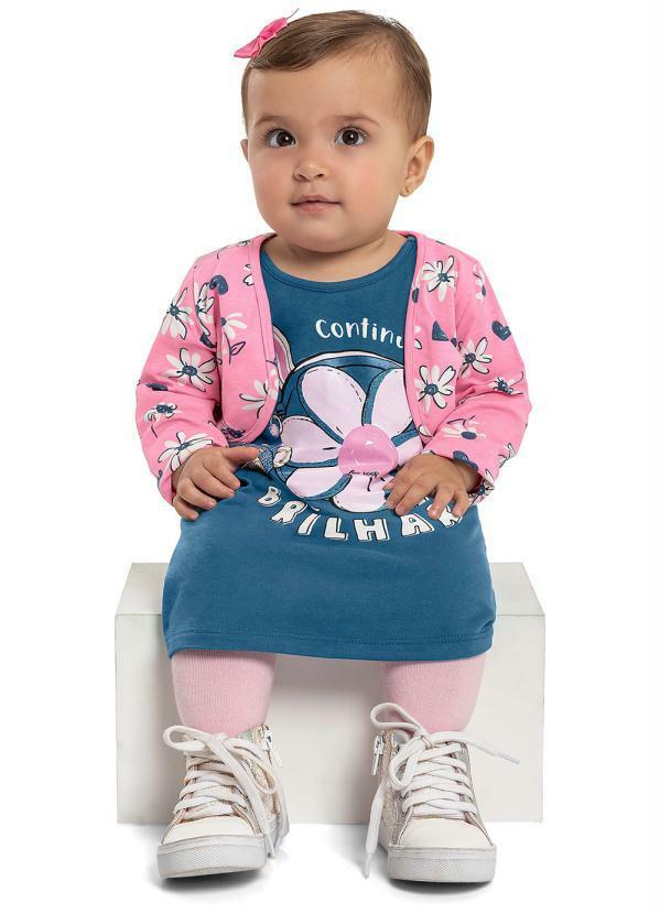 Bee Loop - Vestido com Bolero Bebê Azul