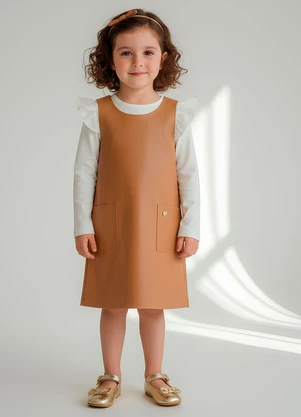 Amada - Vestido com Bolsos em Material Sintetico Marrom - AMADA