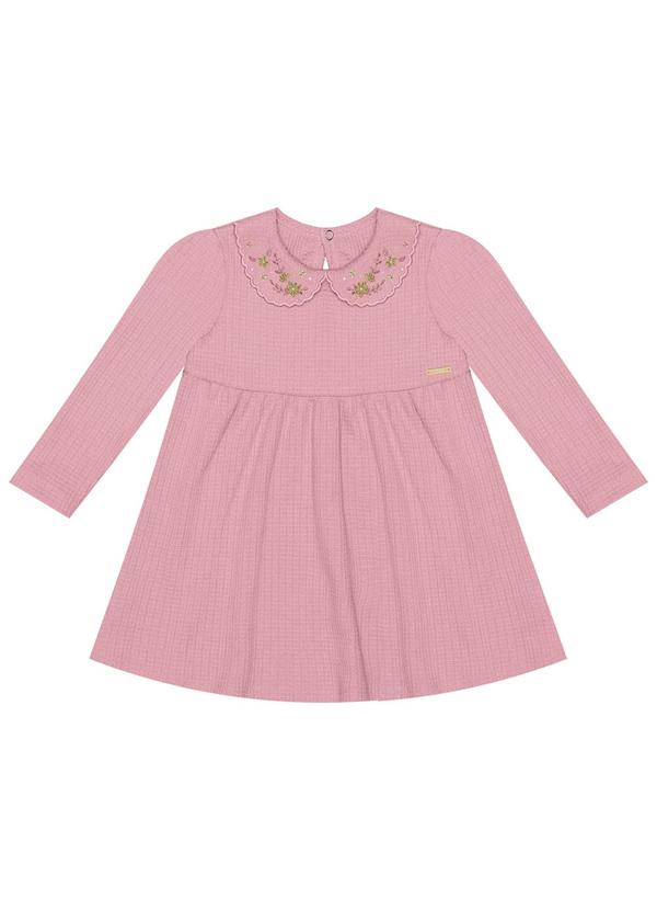 Alakazoo - Vestido com Bordado em Malha Texturizada Rosa