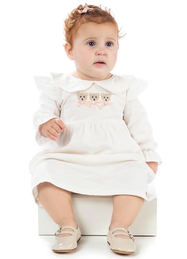 Amada - Vestido com Bordados Bege