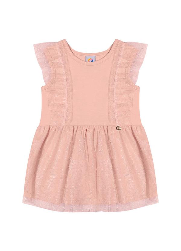 Alenice - Vestido com Brilho e Babados Menina Rosa 1