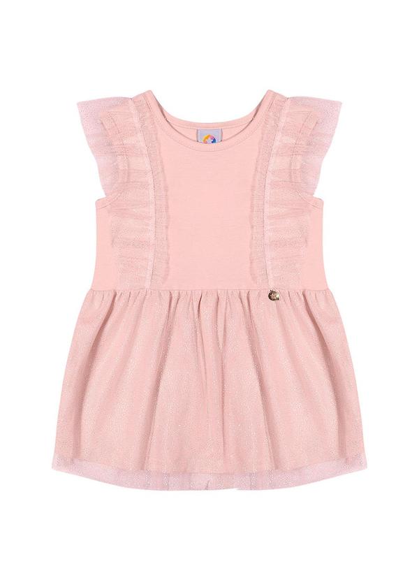 Alenice - Vestido com Brilho e Babados Menina Rosa 2