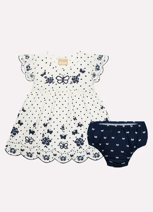 Milon - Vestido com Calcinha Bebê Borboleta Off White - MILON