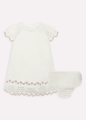 Milon - Vestido com Calcinha Bebê em Tricô Off White - MILON