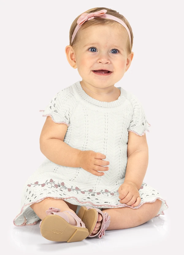 Milon - Vestido com Calcinha Bebê em Tricô Off White 1