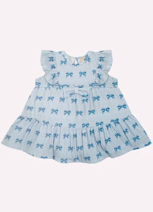 Milon - Vestido com Calcinha Bebê Menina Laço Azul - MILON