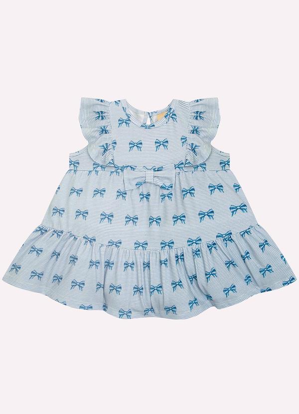 Milon - Vestido com Calcinha Bebê Menina Laço Azul 2