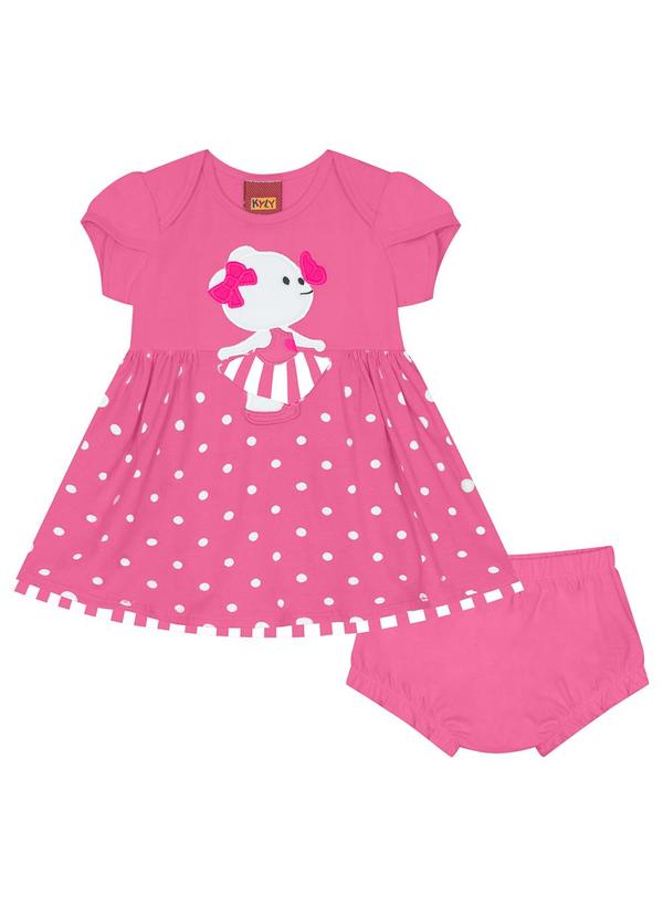 Kyly - Vestido com Calcinha Bebê Menina Rosa
