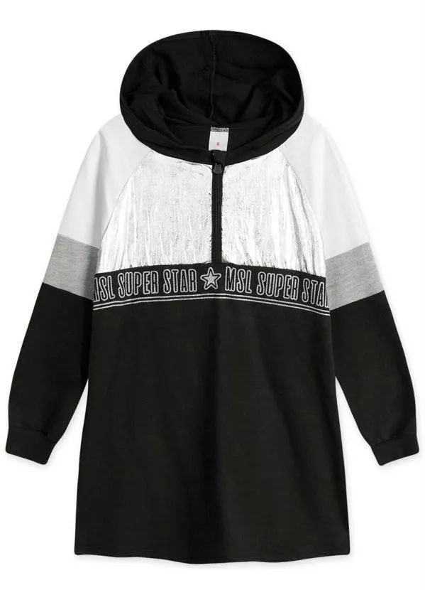 Marisol - Vestido com Capuz Manga Longa Moletom Preto