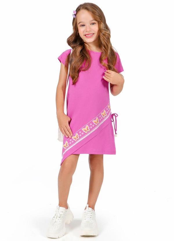 Tink Bink - Vestido com Detalhe Frente Rosa