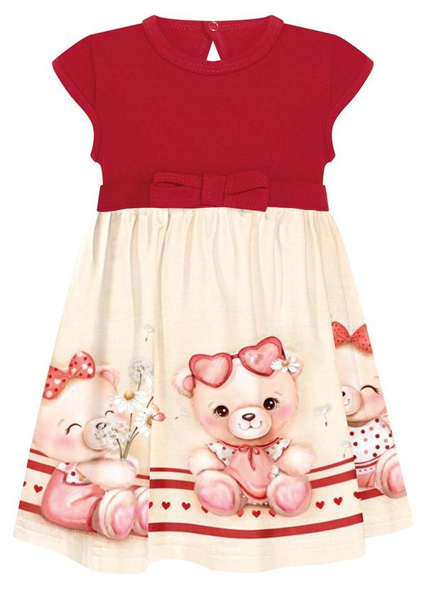 Alakazoo - Vestido com e Laço Decorativo Vermelho