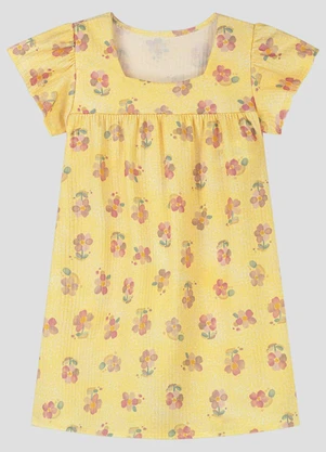 Kely Kety - Vestido com Elastano e Estampa Digital Amarelo - KELY KETY