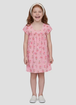 Kely Kety - Vestido com Elastano e Estampa Digital Rosa - KELY KETY