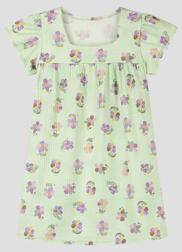 Kely Kety - Vestido com Elastano e Estampa Digital Verde