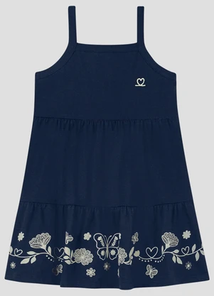 Kely Kety - Vestido com em Relevo, Glitter e Aplique Azul - KELY KETY