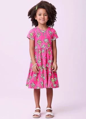Momi - Vestido com Estampa de Coqueiros Rosa - MOMI