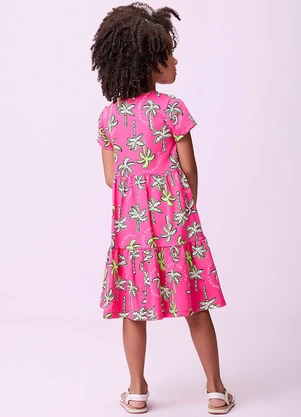 Momi - Vestido com Estampa de Coqueiros Rosa - MOMI