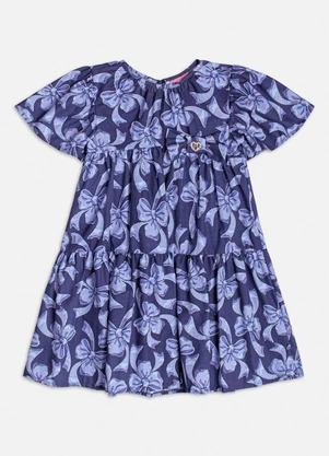 Momi - Vestido com Estampa de Laços Azuis Marinho - MOMI