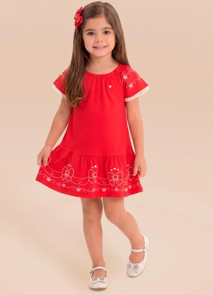 Brandili - Vestido com Estampa de Laços Vermelho - BRANDILI