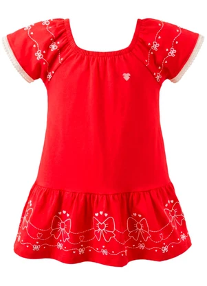 Brandili - Vestido com Estampa de Laços Vermelho - BRANDILI