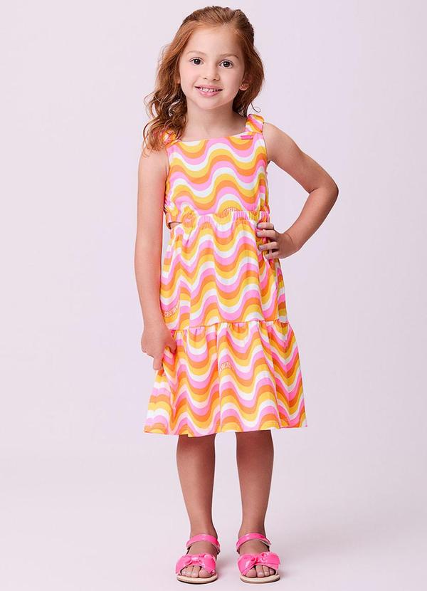 Momi - Vestido com Estampa de Ondas Amarelo