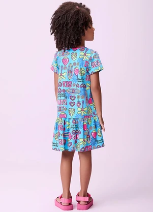 Momi - Vestido com Estampa de Pranchas Azul - MOMI