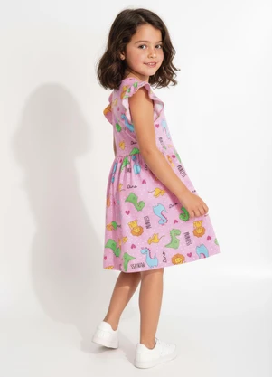 Multimarcas - Vestido com Estampa Dinos Rosa - MULTIMARCAS