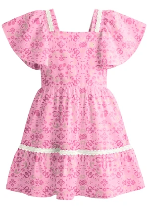 Mundi - Vestido com Estampa Floral e Renda Rosa - MUNDI