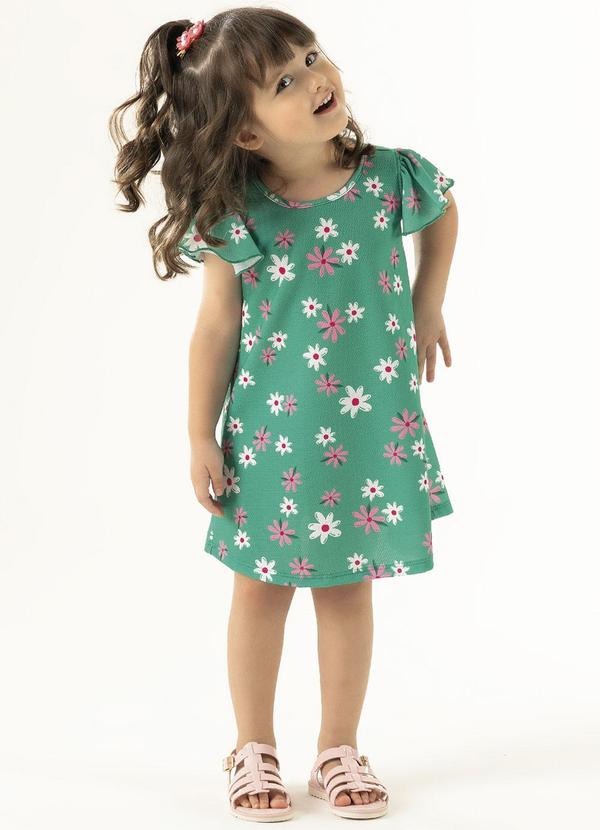 Cativa Kids - Vestido com Estampa Floral Verde