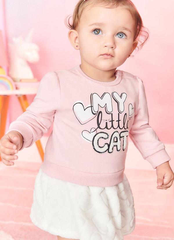 Momi - Vestido com Estampa My Little Cat Rosa