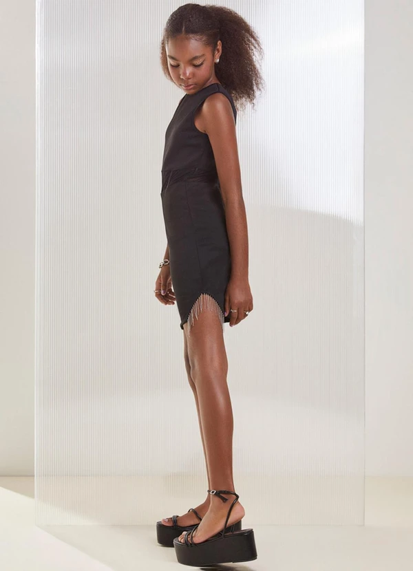 I Am - Vestido com Franja Preto