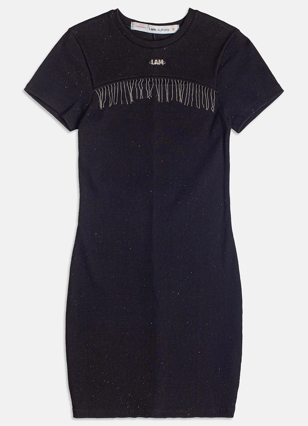 I Am - Vestido com Franjas Preto 6