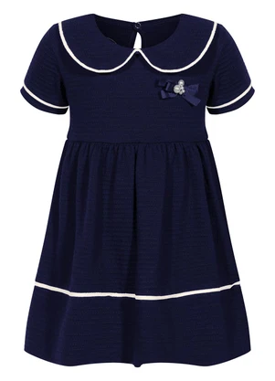 Alakazoo - Vestido com Gola Boneca e Laço Decorativo Azul - ALAKAZOO