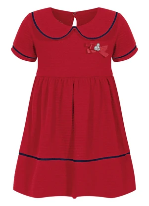 Alakazoo - Vestido com Gola Boneca e Laço Vermelho - ALAKAZOO