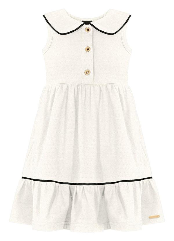 Alakazoo - Vestido com Gola em Malha de Algodão Branco