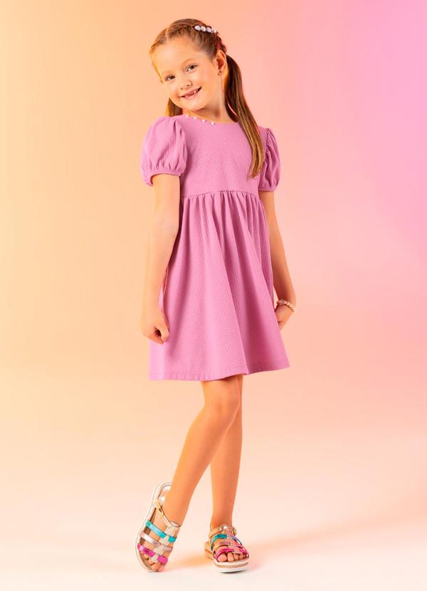 Cativa Kids - Vestido com Laço e Pérolas Lilás