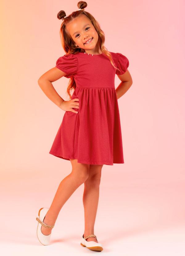 Cativa Kids - Vestido com Laço e Pérolas Vermelho