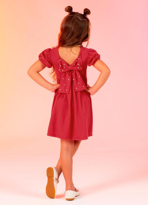 Cativa Kids - Vestido com Laço e Pérolas Vermelho 2