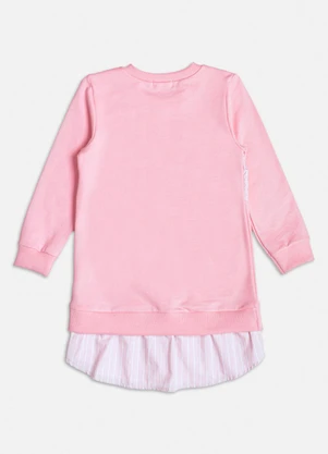 Momi - Vestido com Laço Listrado de Moletom Rosa - MOMI