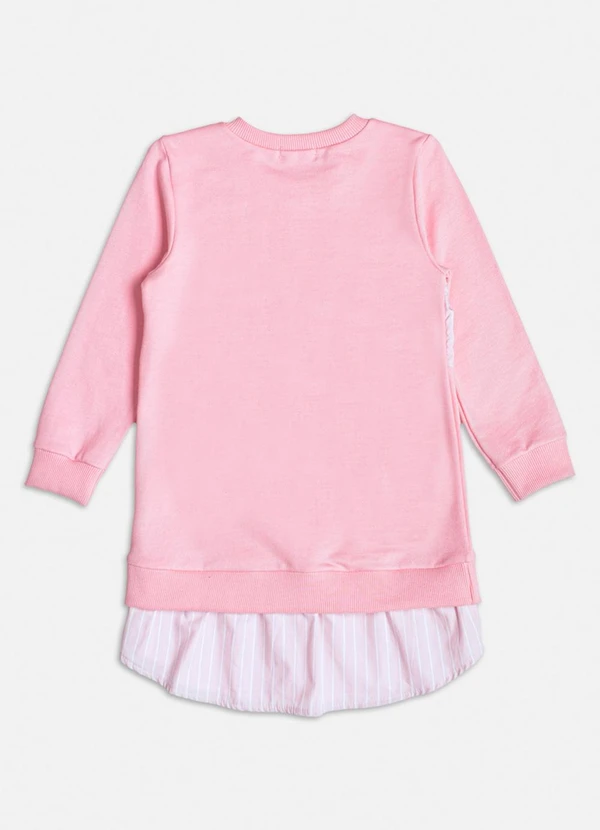 Momi - Vestido com Laço Listrado de Moletom Rosa 2