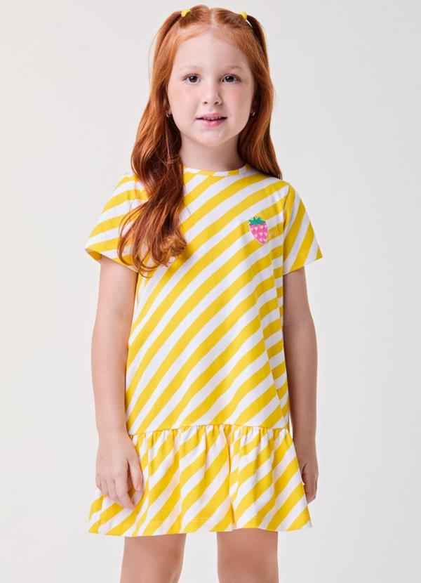 Bimbi - Vestido com Listras Amarelas Amarelo
