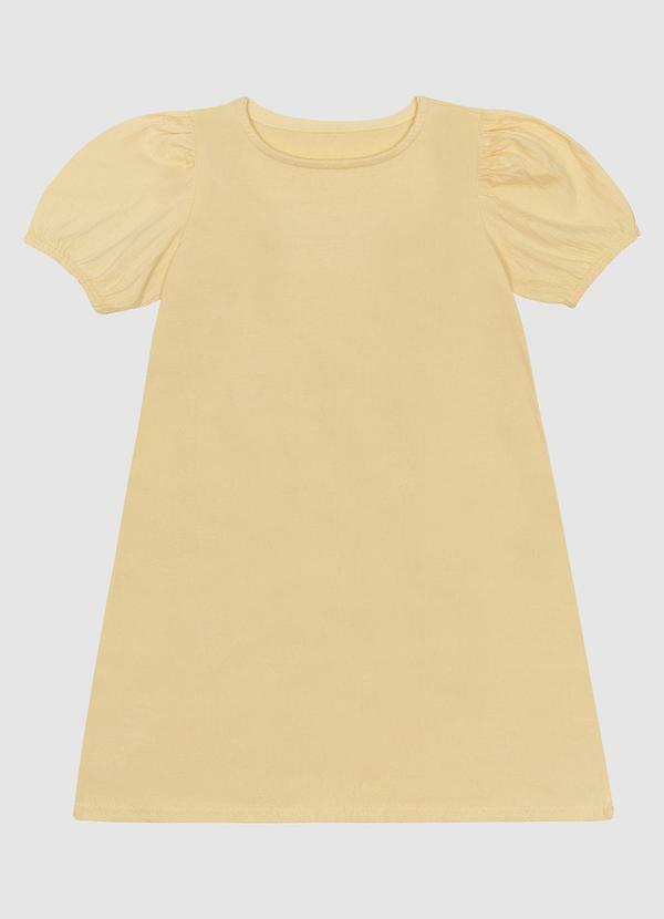 Malwee Kids - Vestido com Manga Bufante em Malha Amarelo