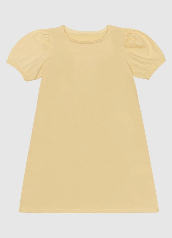 Malwee Kids - Vestido com Manga Bufante em Malha Amarelo